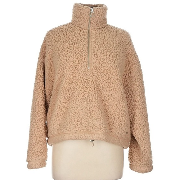 Hollister Fleece Teddy Semi-Cropped Half Zip Pullover Small - Picture 1 of 6
